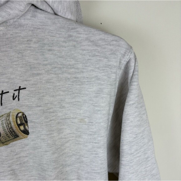 Men’s Point Blank / Money / Gun Graphic Hoodie / Sweatshirt/Grey / Size Medium - Picture 2 of 6